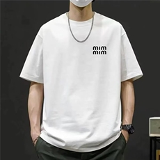 重磅纯棉紫色男士短袖t恤刺绣夏季2025新款潮牌大码休闲体恤上衣，男装T恤，电商B212（原钱塘6029）