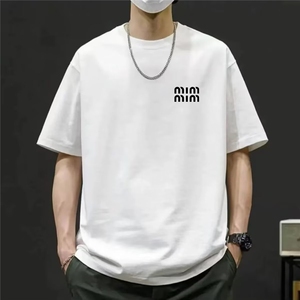 重磅纯棉紫色男士短袖t恤刺绣夏季2025新款潮牌大码休闲体恤上衣图片