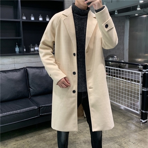 N1079/P100加棉P110秋冬毛呢大衣男中长款过膝风衣大码男士呢大衣图片