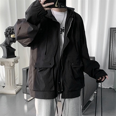 JK22-P75日系大码工装夹克男宽松连帽冲锋衣外套，男装夹克，电商B369（原A024）