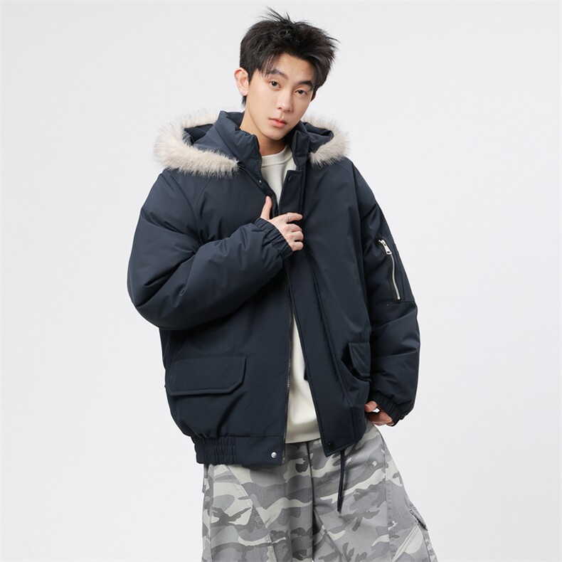 自家图有视频复古加绒毛领外套棉衣新款连帽派克棉服M2572p95,男装棉衣,电商D315