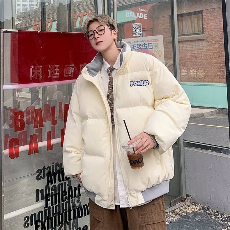 美式高街pu皮棉服男冬季痞帅宽松面包服外套潮牌设计感棉衣图片