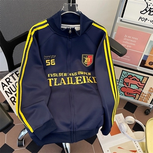 美式复古拉链条纹开衫外套  HY176 P46图片