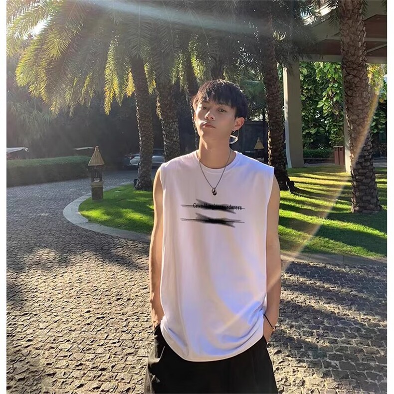 夏季新品青少年港风潮流无袖短袖流行简约百搭背心坎肩,男装背心/马甲,四季星座505