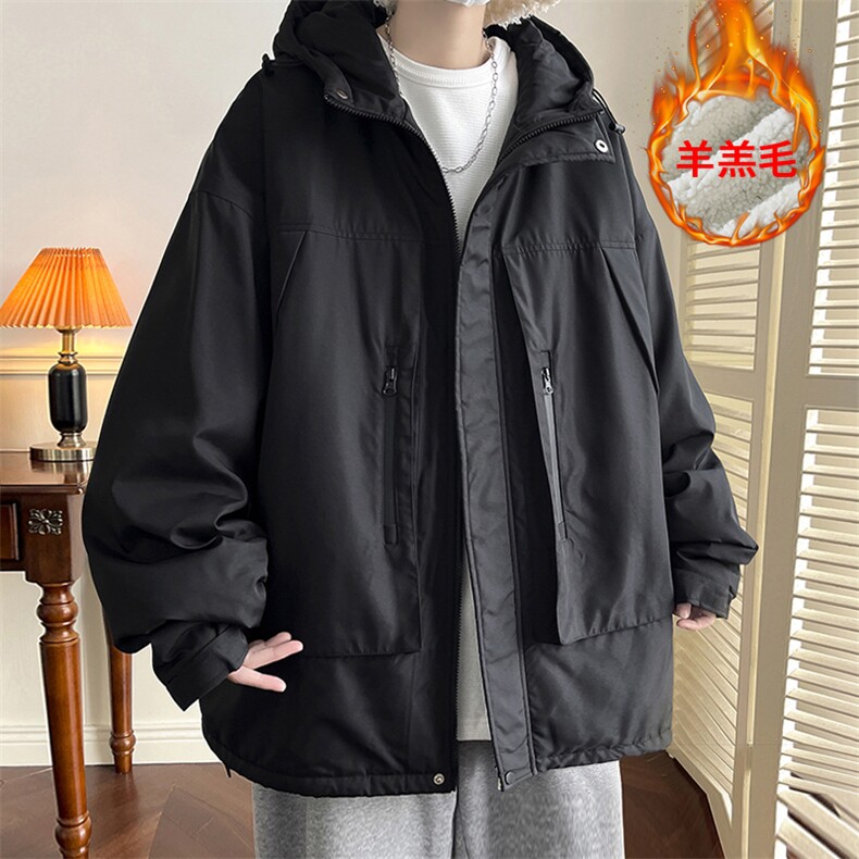 2025冬季新款港风罗莱大码大口袋羊羔毛棉衣M-5XHM22543-P110，男装棉衣，电商A022