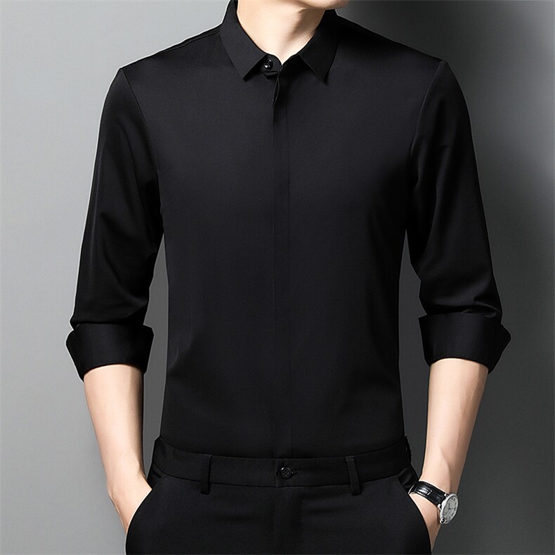 2023春秋季新款男士长袖薄款衬衫商务休闲中年宽松免烫时尚衬衣,男装衬衫,电商B212（原钱塘6029）