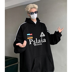抖音得物供货提供视频秋冬重磅美式宽松织带连帽卫衣0440，男装卫衣，电商A486
