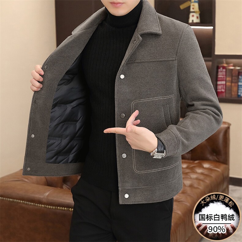 新标90白鸭绒有男士羽绒服金貂绒毛呢大衣外套YR2512-P175，男装羽绒服，星座210-3