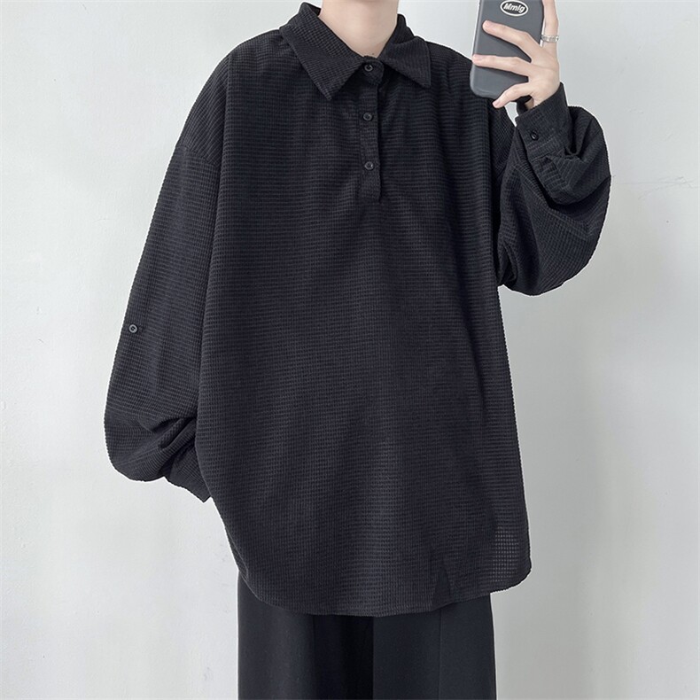 男装宽松休闲秋装新款长袖POLO衫港风宽松上衣D321-1-DM300-P55,男装Polo衫,电商D321-1