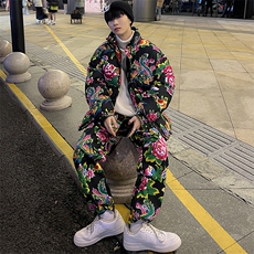 东北大花棉衣套装风汉服套装加厚保暖防寒棉服加绒裤机车H203，男装休闲套装，星座115A(原星座507）