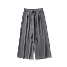 24秋冬风宽松休闲裙裤汉服垂感阔腿裤宋裤新中式潮K272/P75，男装民族服装，钱塘713