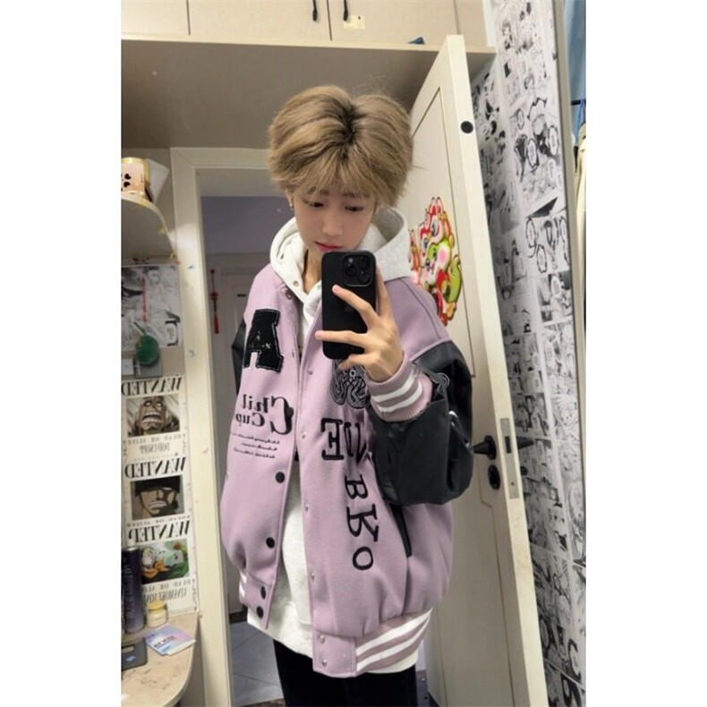 【有货】DJK971-P70原版高质量拼皮全刺绣棒球服夹克图片