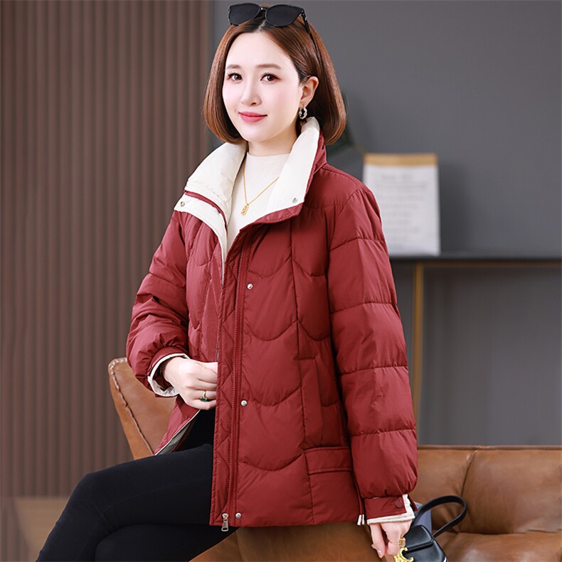 时尚新款撞色立领棉衣棉服修身显瘦保暖外套,女装棉衣/棉服,婷思杰（原婷想服饰）