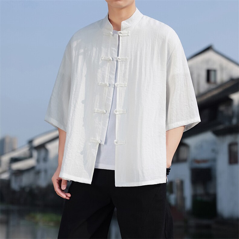 夏季风盘扣七分袖衬衫男士大码上衣CS2501-P6578图片