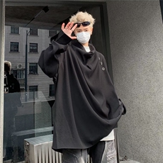 新中式原创山本耀司风复古不规则立领纽扣长袖衬衫男设计感上衣衬，男装衬衫，星座601-2