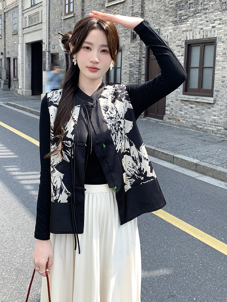 春季新款中式风格女装马甲优雅显瘦时尚百搭,女装马甲,鑫慧