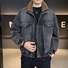 羊羔毛牛仔外套男2025冬款加绒加厚保暖夹克男上衣B317/J618/P175，男装工装外套，电商B317