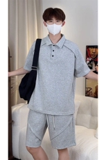 日系polo衫拼接T恤套装T3644上衣特P29控58/DK8615特P29控58，男装T恤，电商A007