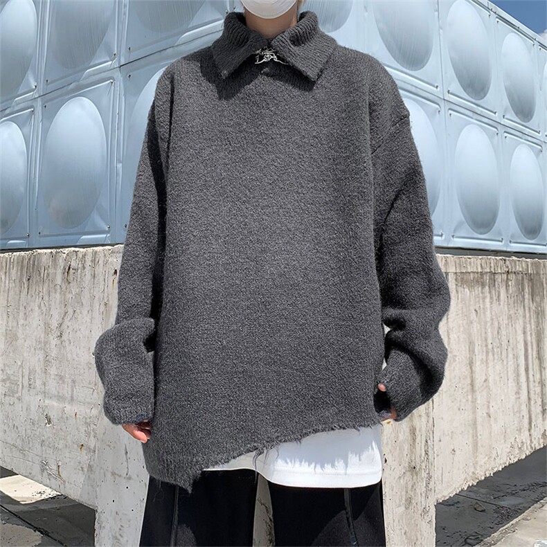 港风秋款男立领毛衣蝴蝶别针针织衫鹿毛绒打底外套M9152P55,男装针织衫/毛衣,星座1013-1