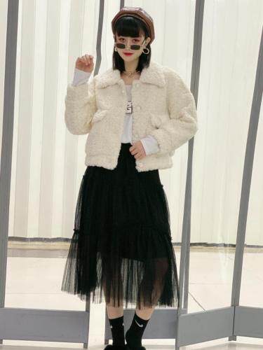 娃娃领短款大口袋皮毛一体，女装，昕叶良品