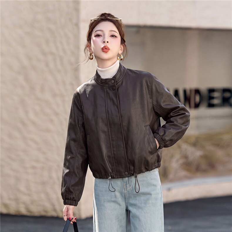 【大量现货】皮衣外套女短款气质百搭休闲复古小个子PU皮夹克上衣,女装皮衣,韩蔻秀