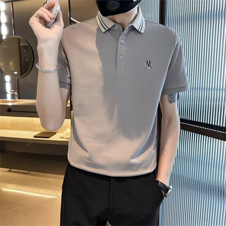 夏季短袖高品质大码T恤刺绣时尚翻领Polo衫上衣T0233-P48,男装T恤,电商D342