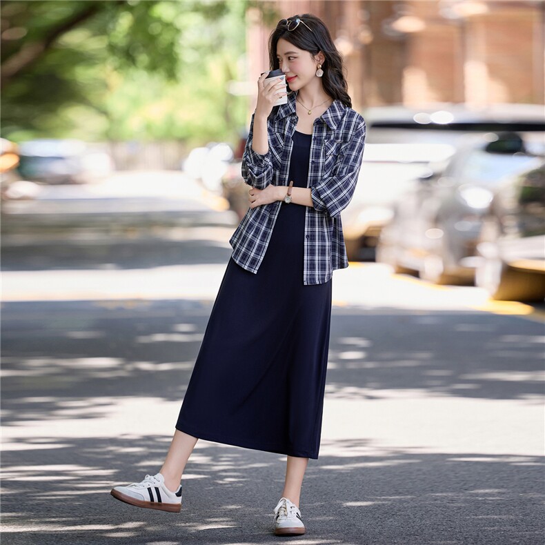 韩系衬衫吊带穿搭休闲套装裙女2025夏秋爆款气质显瘦时尚两件套潮,女装套装/套裙,魅影