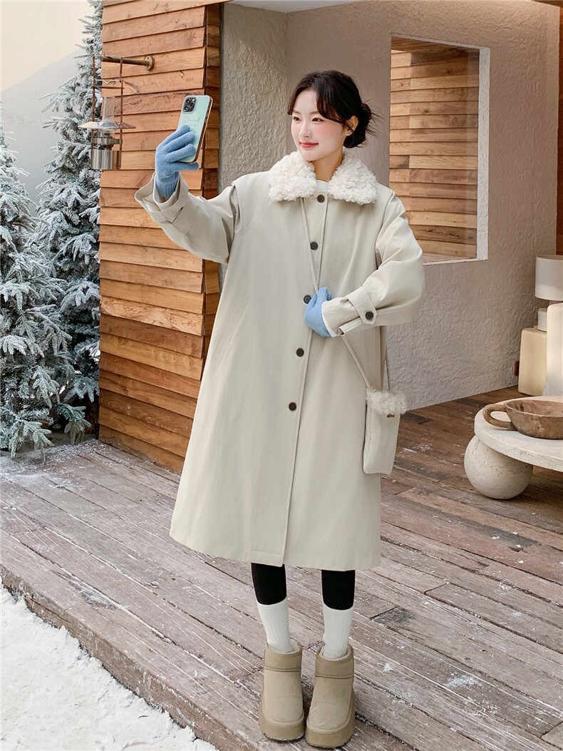 超好看羊羔毛拼接羽绒服女2025冬季新款女装工装保暖加厚派克服潮,女装羽绒服,慧尚2-185