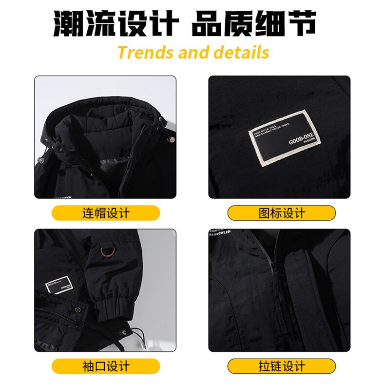 新款新标白鸭绒连帽宽松潮牌户外防水冲锋衣A068-YYYRY28-TP185,男装夹克,电商A068