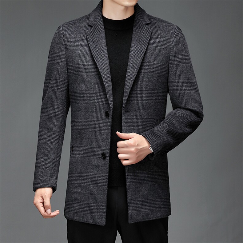 双面呢羊毛呢子大衣冬季西服领百搭休闲男士毛呢外套SJ2186-P320,男装毛呢大衣,电商B212（原钱塘6029）