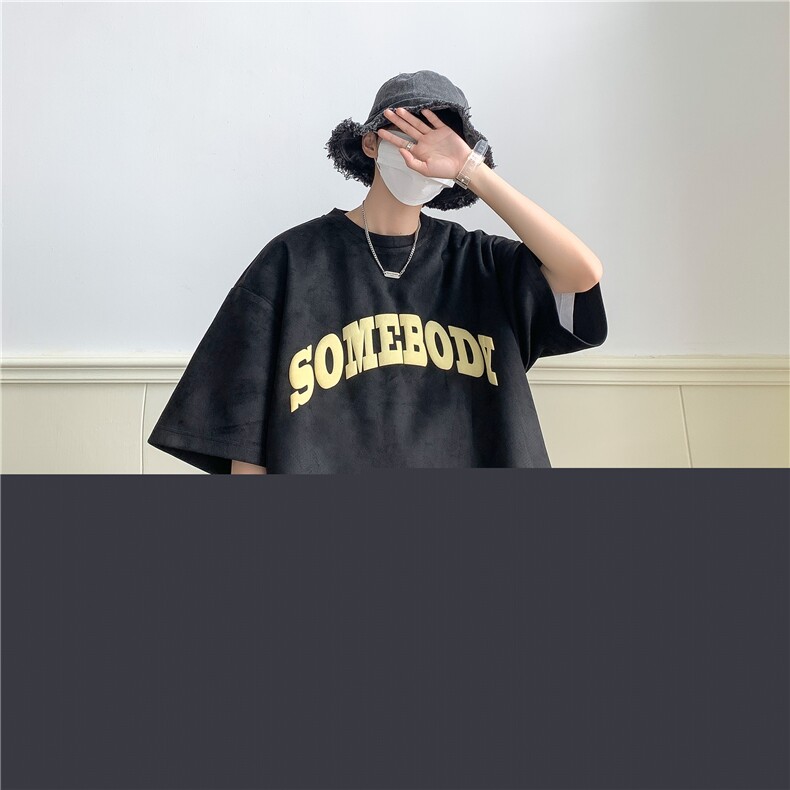 抖音品质夏季新款宽松印花麂皮绒上衣男T恤港B299-X5523-P45控59,男装T恤,电商A061-1