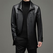 DLSN21076新款2021皮衣男头层牛皮鹿纹风衣翻领商务男装P1350，男装皮衣，电商B360