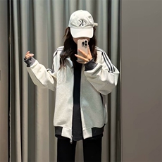 抖音得物高品质美式高街重磅结构设计拼接织带立领卫衣外套CM42，女装短外套，电商A486-1