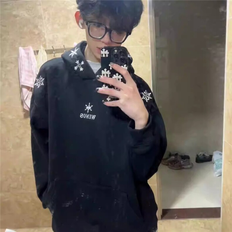 现货美式小众雪花刺绣连帽卫衣7891/P55,男装卫衣,星座205-3