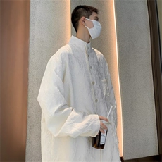 潮牌提花中山唐装衬衫男长袖风复古潮流休闲衬衣外套45333-P50，男装衬衫，星座1008