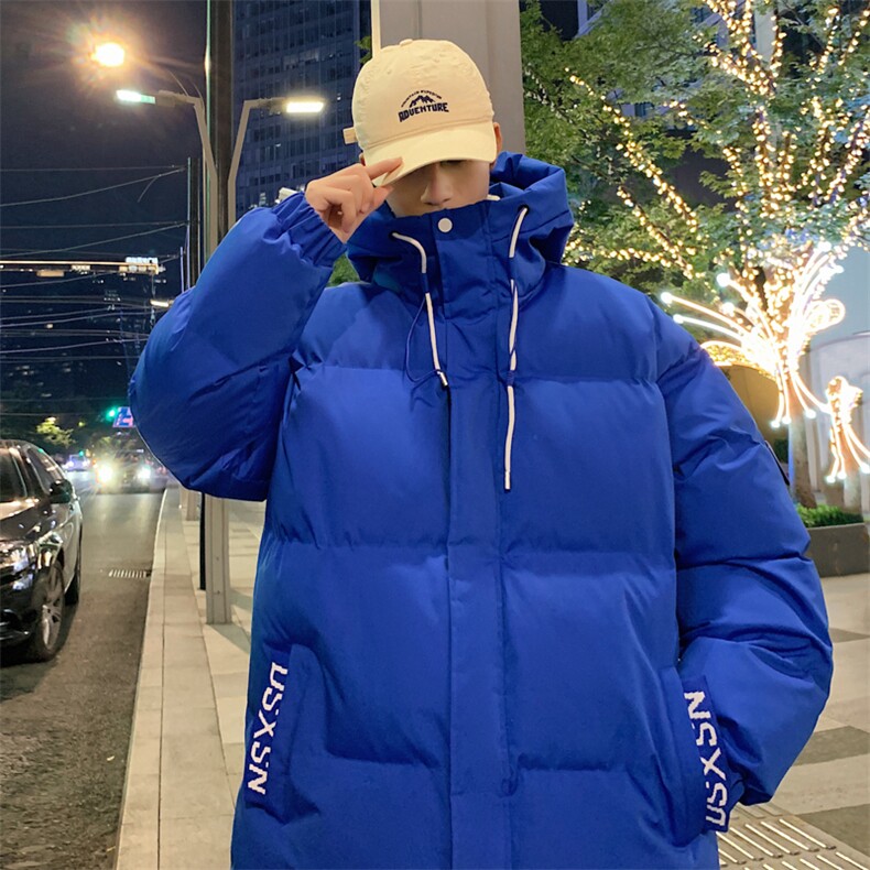 蓝色加厚外套男士冬季连帽派克服夹克休闲宽松青年工装棉衣MY844,男装夹克,星座310B-1