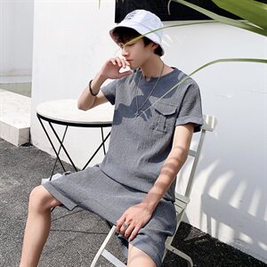 有报告男士短袖T恤套装潮流五分裤一套衣服 DS397T图片