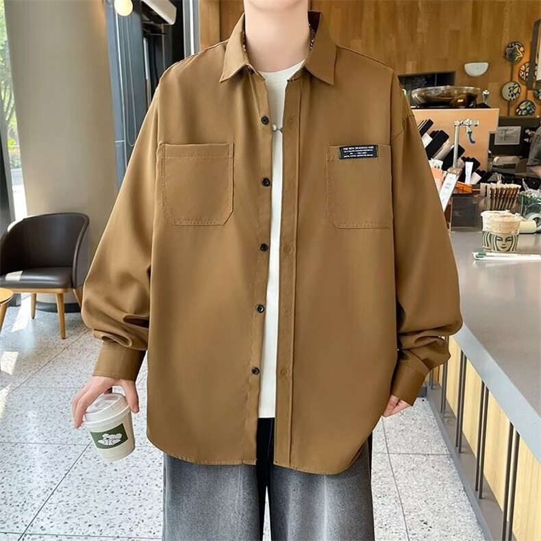 贴标衬衫男薄款夏季韩版潮流宽松帅上衣服潮牌衬衣外套CY868-P34,男装衬衫,星座412-3