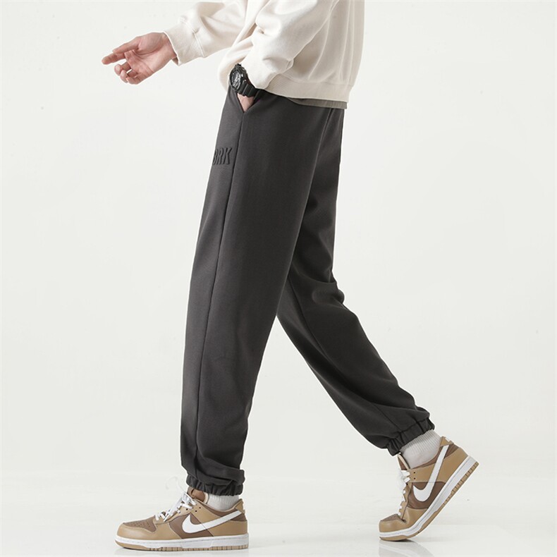 美式束脚休闲裤宽松加绒加厚钢印字母卫裤男K825*P45控78，男装休闲裤，星座227-2