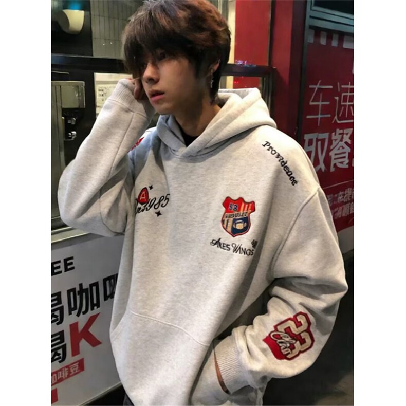 徽章刺绣连帽卫衣男女春秋季重磅设计感情侣上衣WW101,男装卫衣,星座1116A（原606A-3）