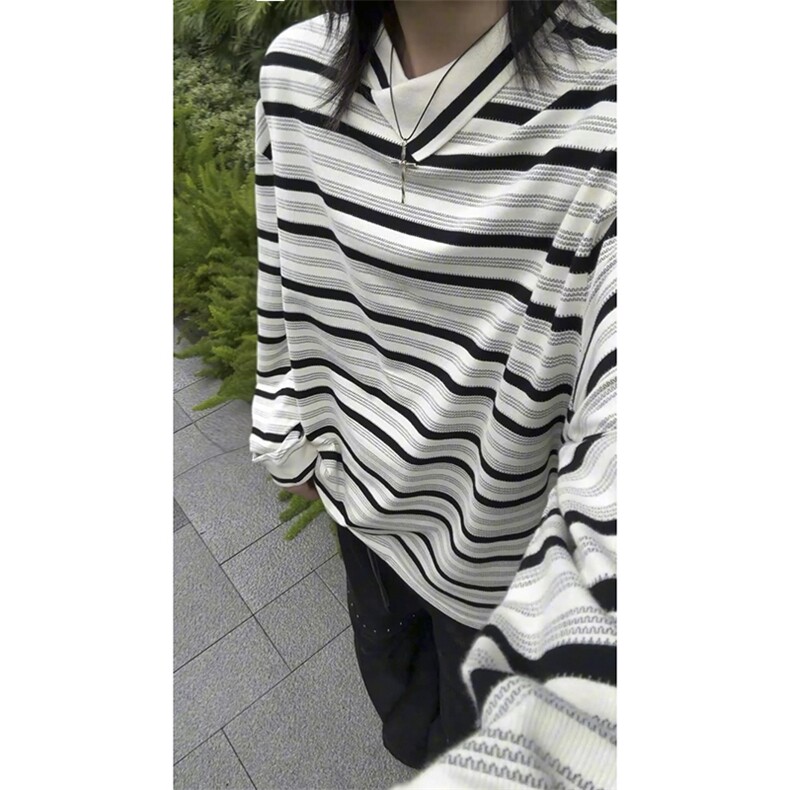 现货PL22-P55控88不规则翻领条纹polo衫男长袖秋季宽松休闲上衣服,男装Polo衫,星座403（原603-1）