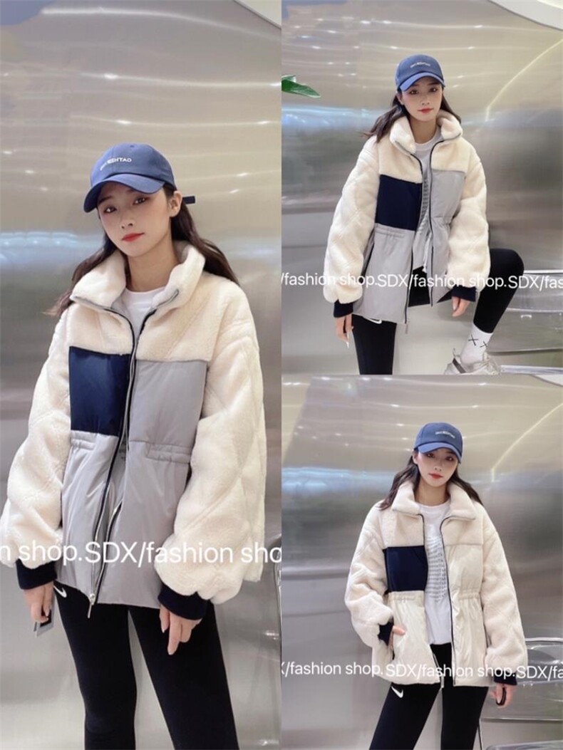 【现货】设计师款撞色拼接羽绒服，女装羽绒服，色调轩