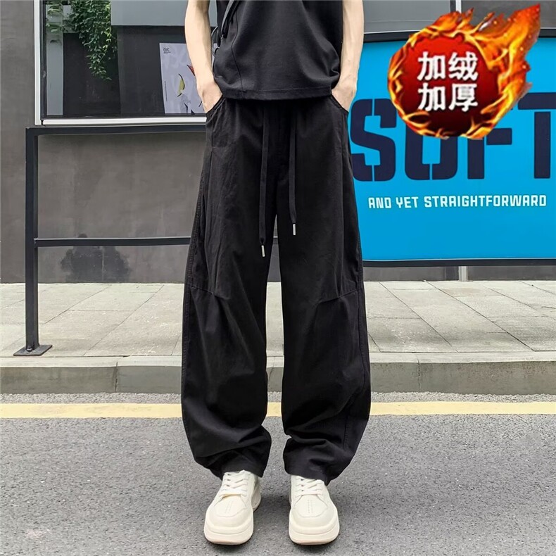秋冬季新款工装裤复古做旧设计感阔腿直筒休闲裤男装7912 P60图片
