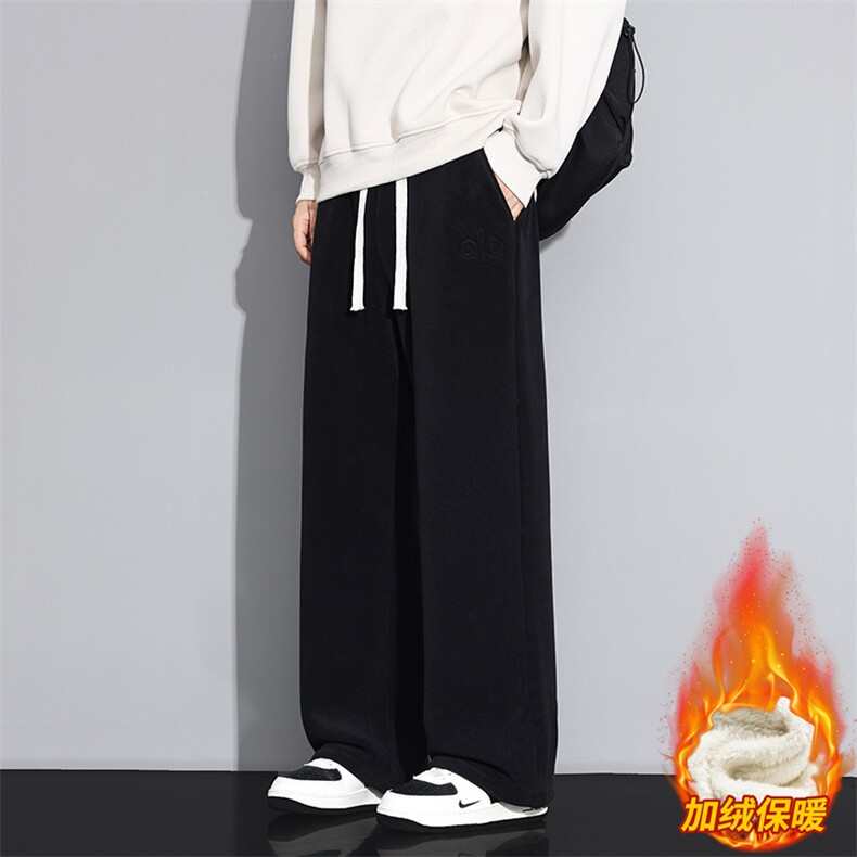 运动裤男加绒加厚卫裤冬季保暖棉裤宽松休闲阔腿裤JR29186-特P40,男装休闲裤,星座610（原A335）