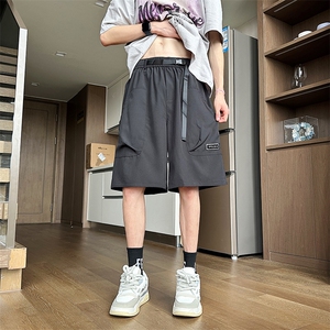 夏男短裤冰丝工装大口袋贴标长腰带五分裤D273 P30图片
