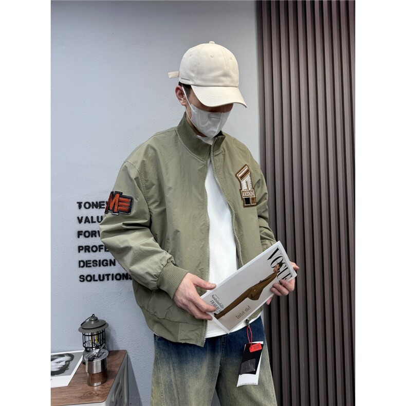 秋季新款美式贴标刺绣棒球服夹克男士潮牌修身时尚痞帅飞行服外套,男装夹克,星座506A