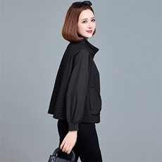 时尚百搭短款外套女2024秋季新款休闲立领棒球服拼接宽松夹克上衣，女装短外套，魅影