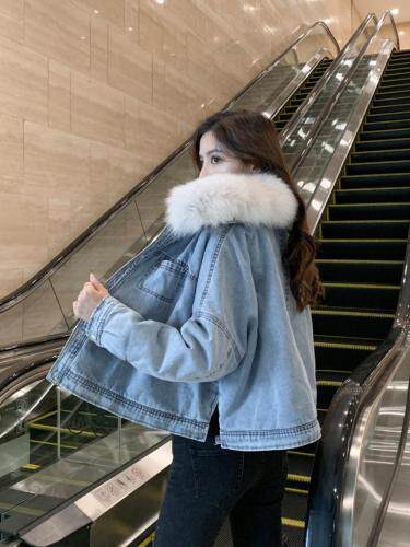 狐狸毛领短款派克，女装，肆尔