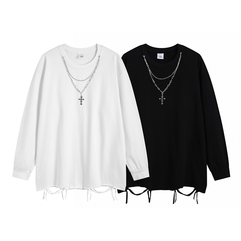 光板得物/唯品二开240G32支双纱圆领带项链T恤CT01特P38，男装T恤，电商A247B