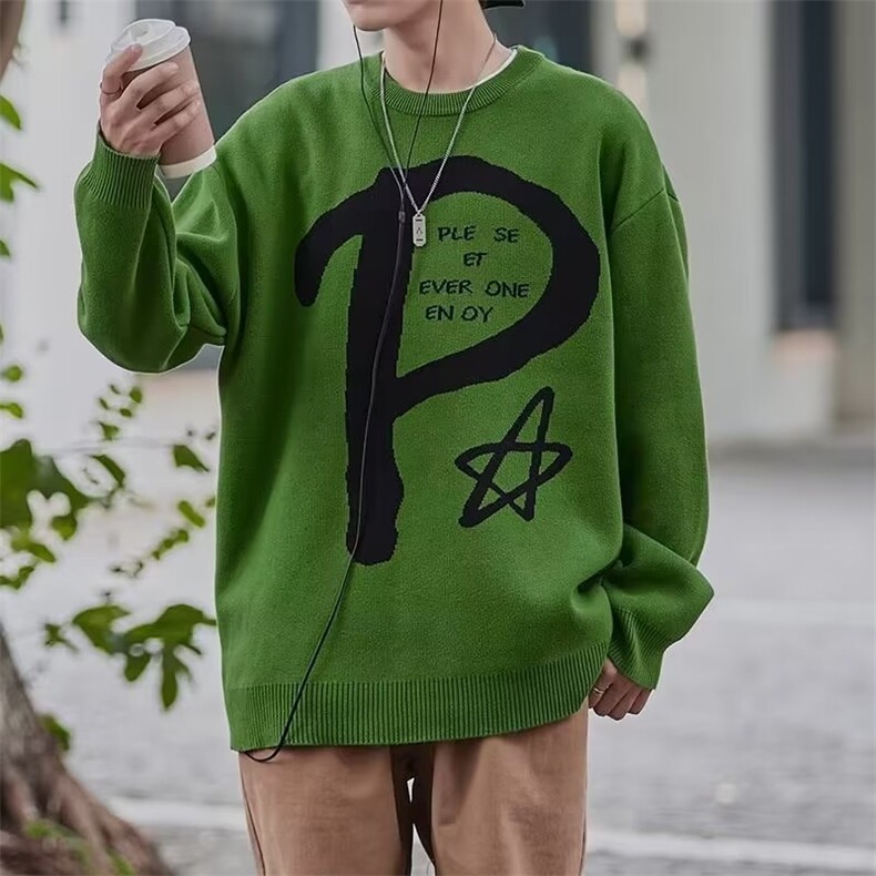 美式街头设计感圆领毛衣男慵懒风休闲针织衫M5528P45,男装针织衫/毛衣,星座1116-2